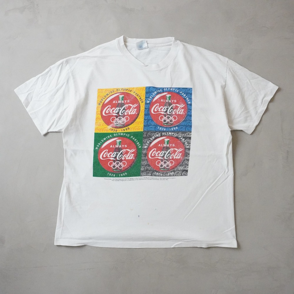 Vintage Hanes Coca Cola Olympics T-Shirt XL Mens 90s White Always Coke Promo